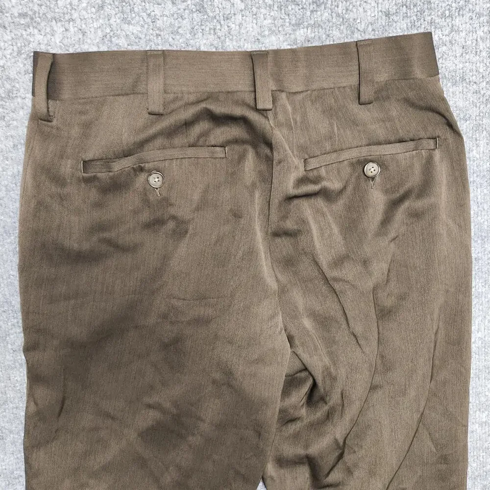 Apt. 9 Dress Pants Mens 29x30 Brown Microfiber Flat Front Straight Leg Office